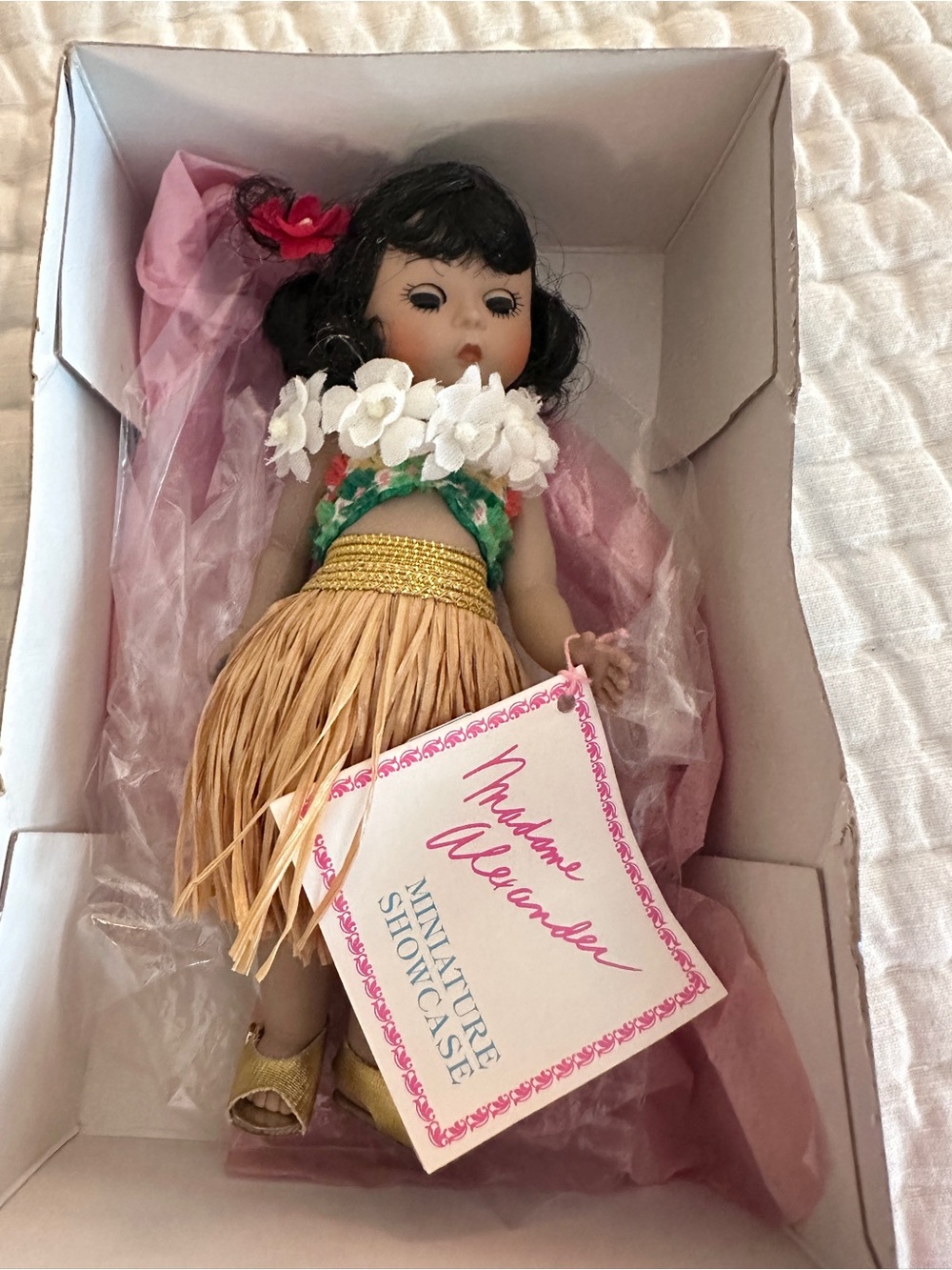 Madame Alexander Doll in Green Floral Top and Straw Skirt